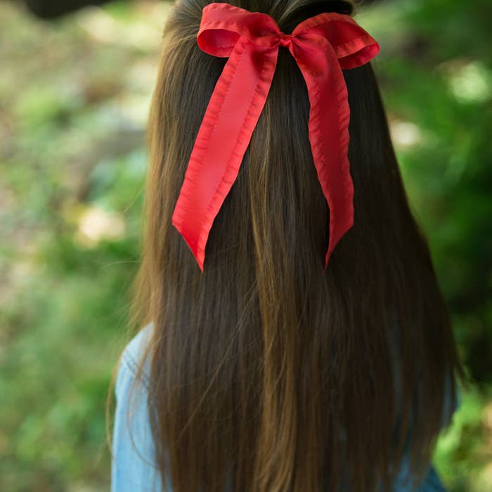 Satin Ruffle Long Tail Bow