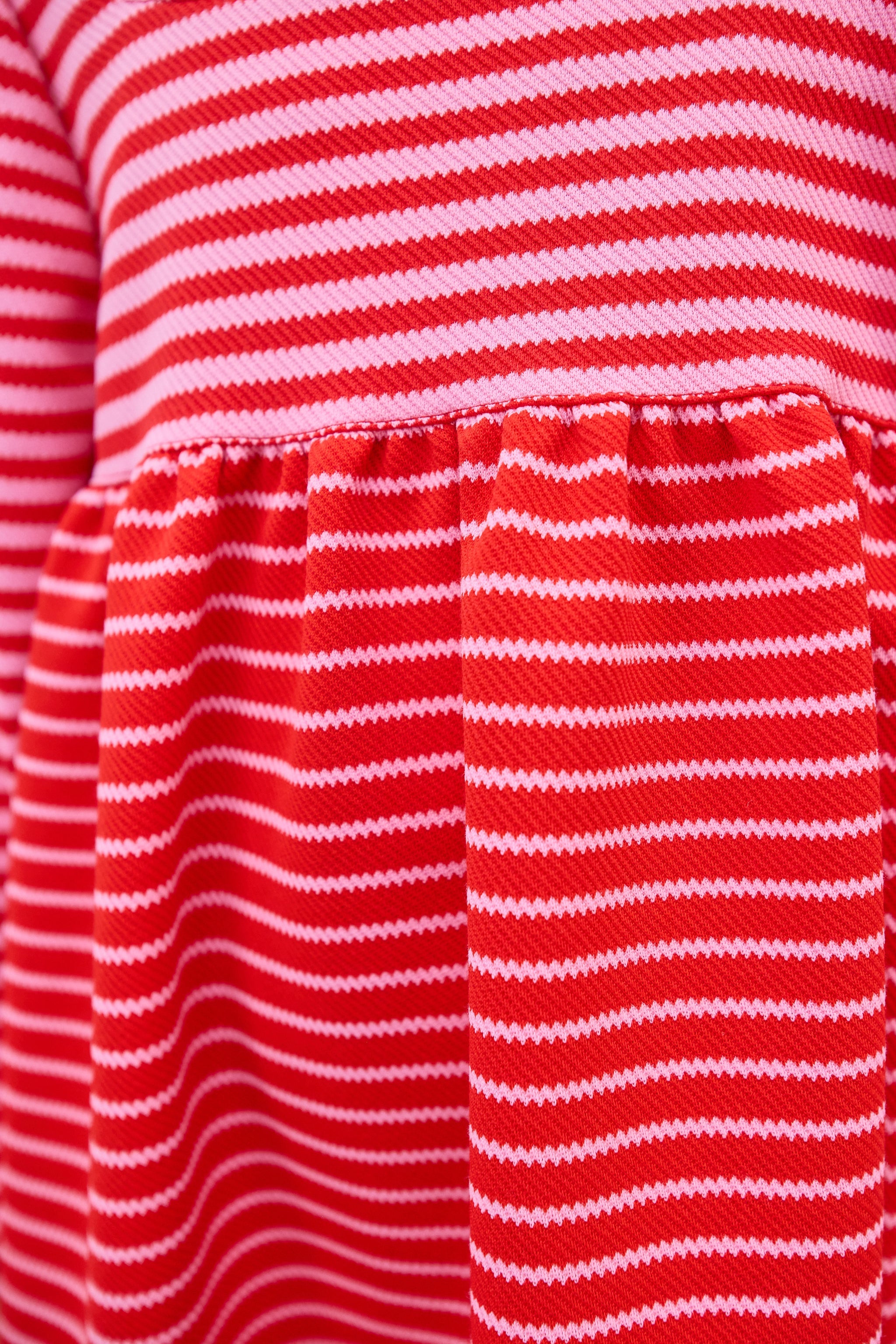 Cora Dress - Red & Pink Pique Stripe