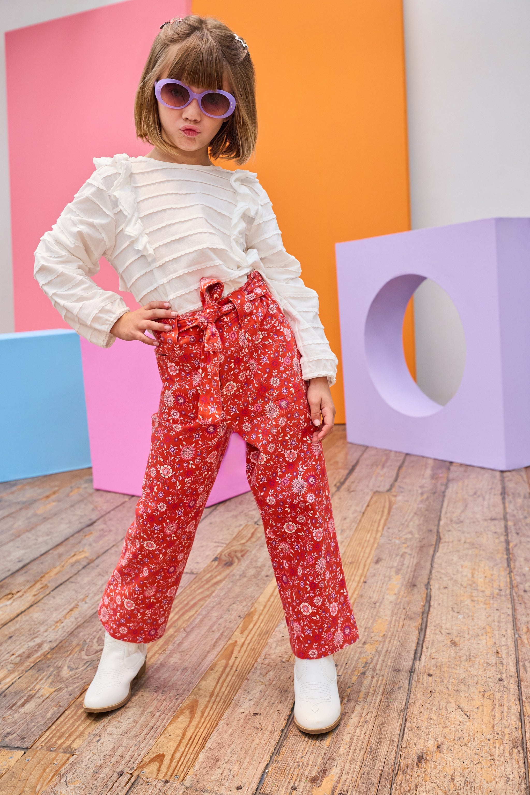 Ruffle Blouse - White Scallop