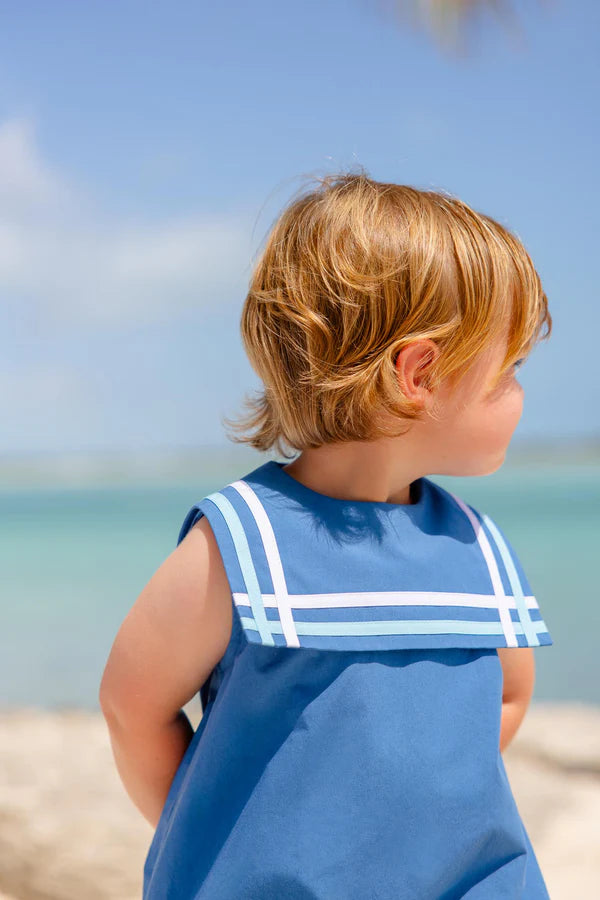 Sleeveless Townes Top Sail Bubble- Wood Boat Blue and Belhaven Blue