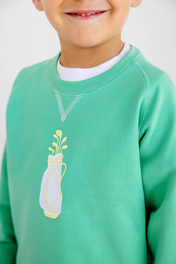 Cassidy Comfy Crewneck- Gibson Island Green Golf Bag Embroidery