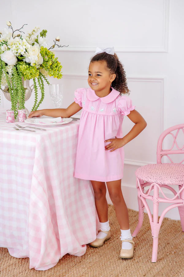 Holly Day Dress- Pier Party Pink Flower Embroidery