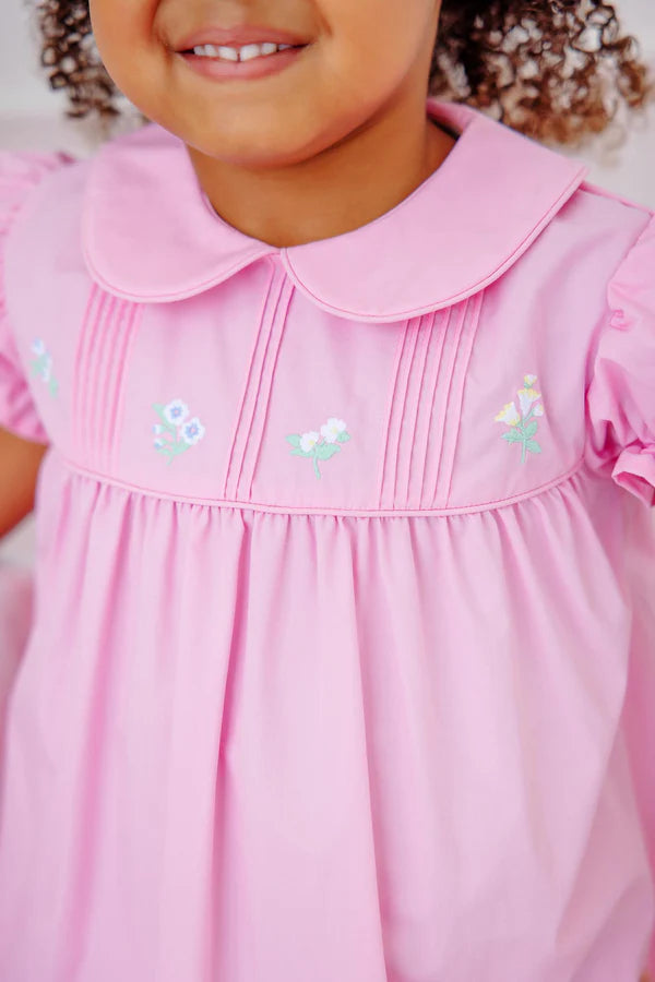 Holly Day Dress- Pier Party Pink Flower Embroidery