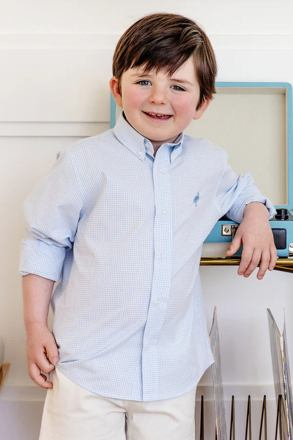 Dean's List Dress Shirt- Barrington Blue Mini Windowpane