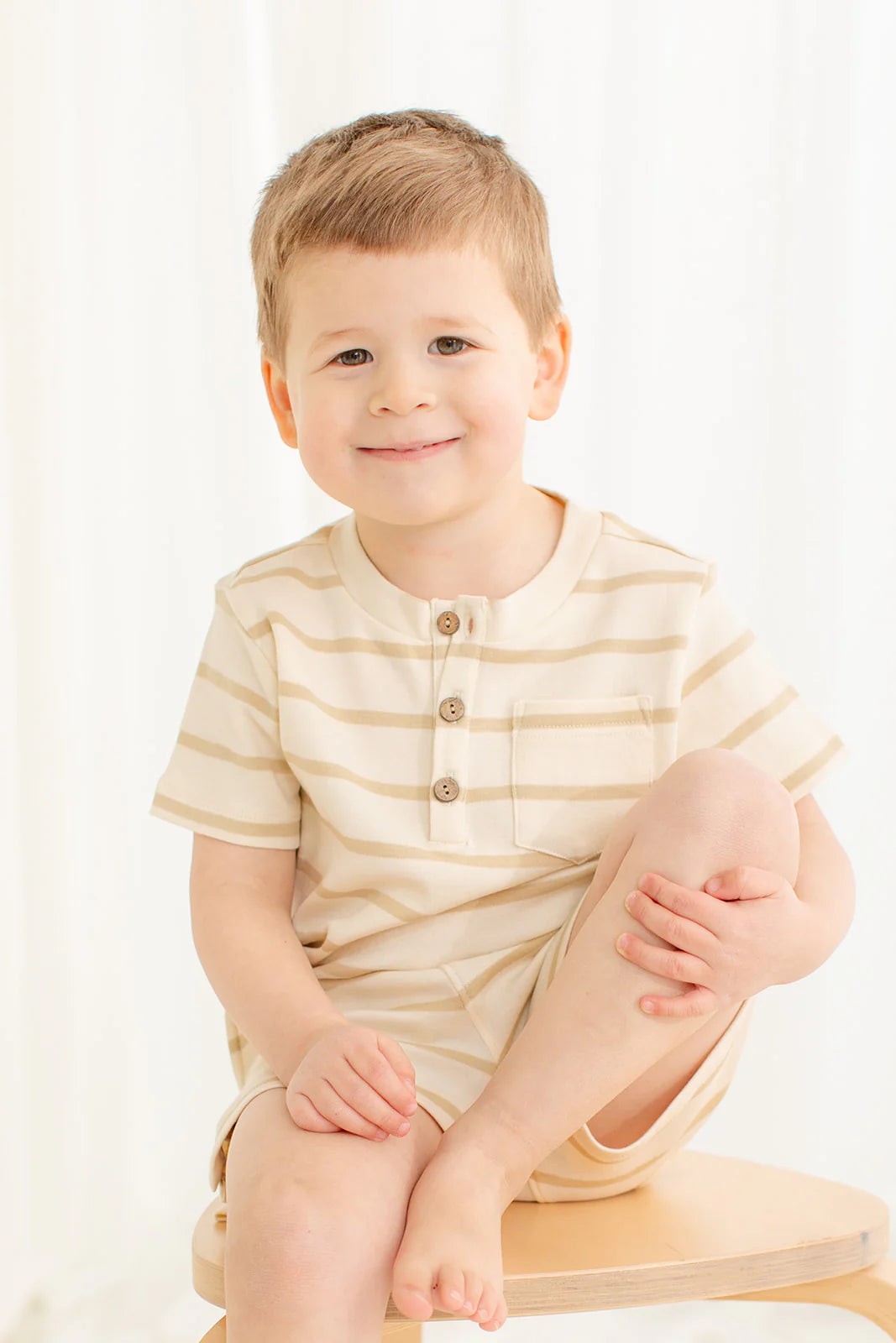 Mason Tee- Tan Stripes