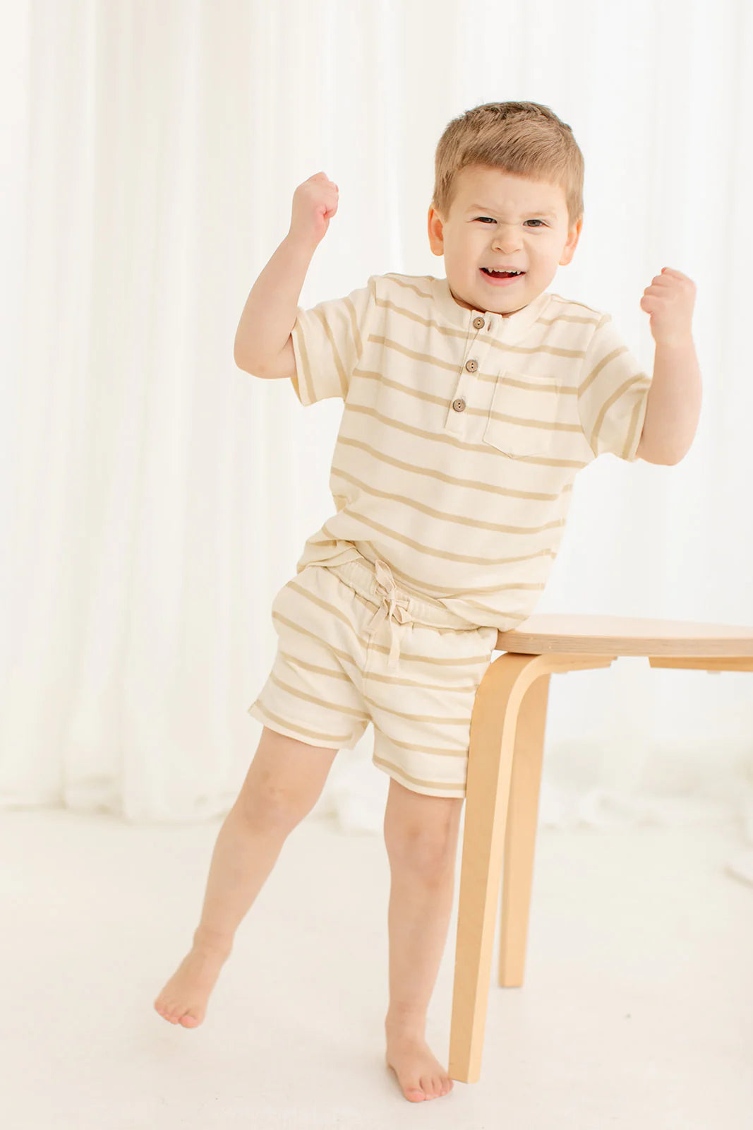 Mason Tee- Tan Stripes