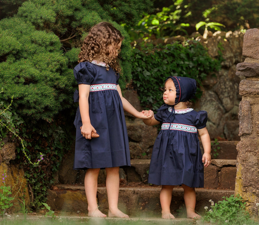 Navy Smocked Holiday Dress