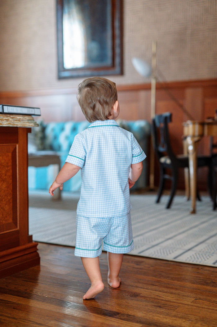 Bitsy Blue Gingham Easter Boy Short Set