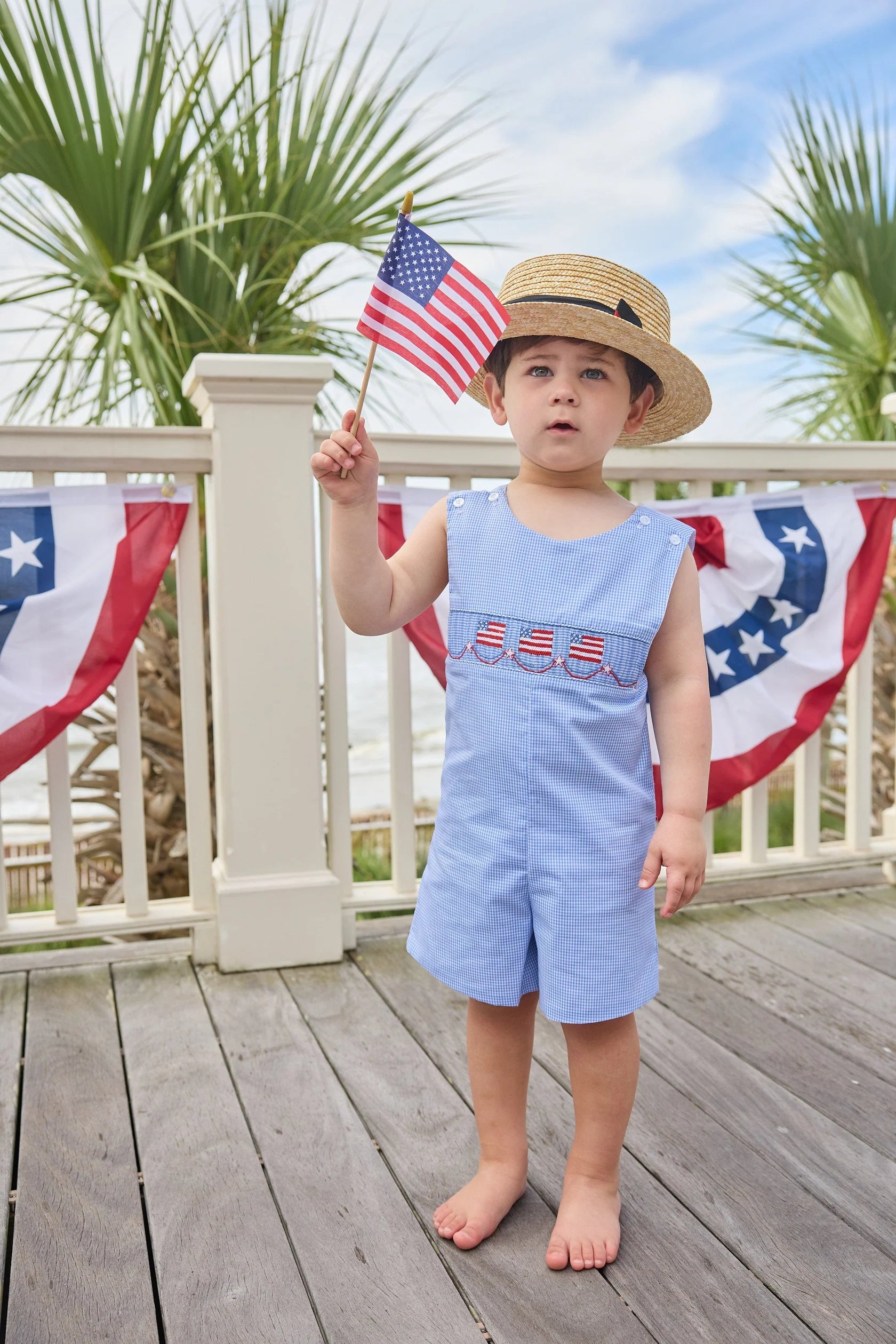 Smocked Shortall- Flags
