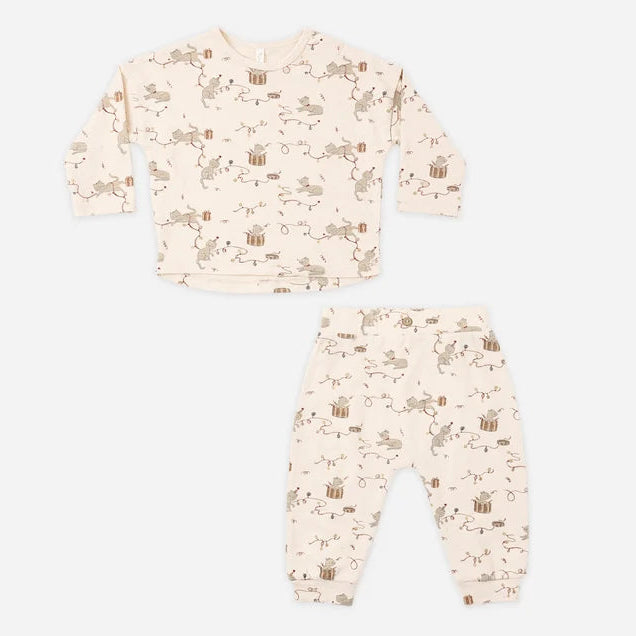 Long Sleeve Tee + Pant Set- Kitties