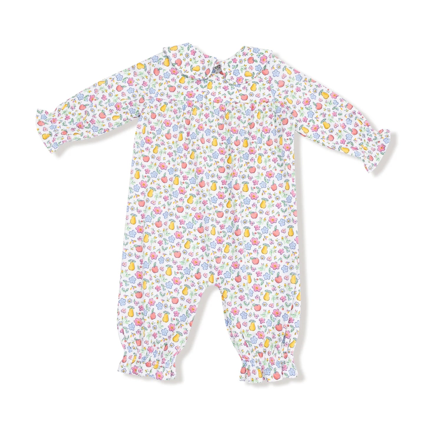 Smocked Long Sleeve Romper- Fall Fruit Floral