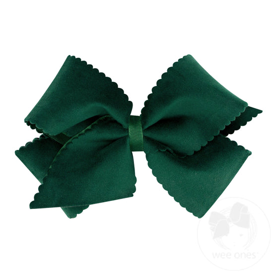 Small King Scalloped Edge Faux Velvet Overlay Bow