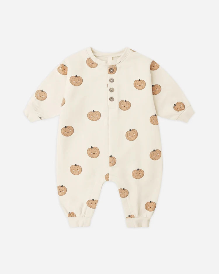 Relaxed Fleece Jumpsuit- Pumpkins