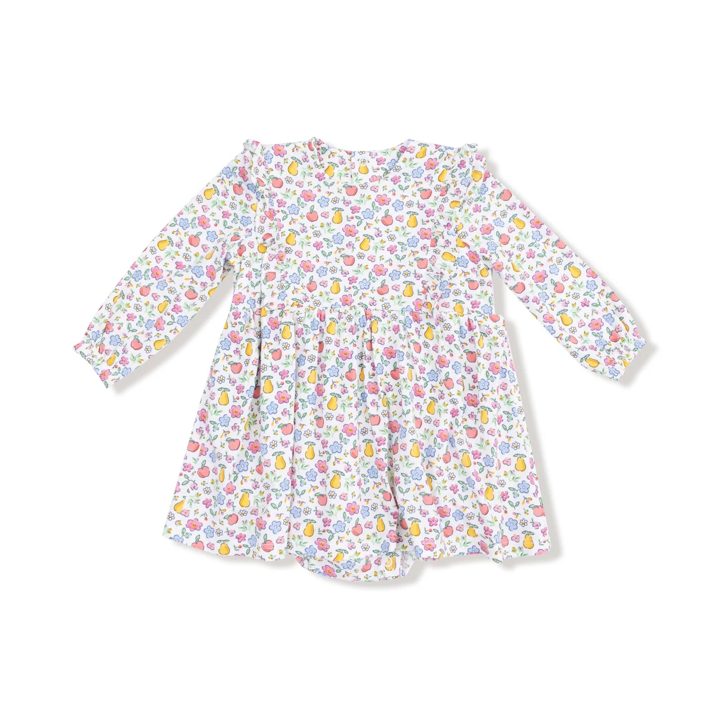 Ruffle Long Sleeve Bodysuit- Fall Fruit Floral