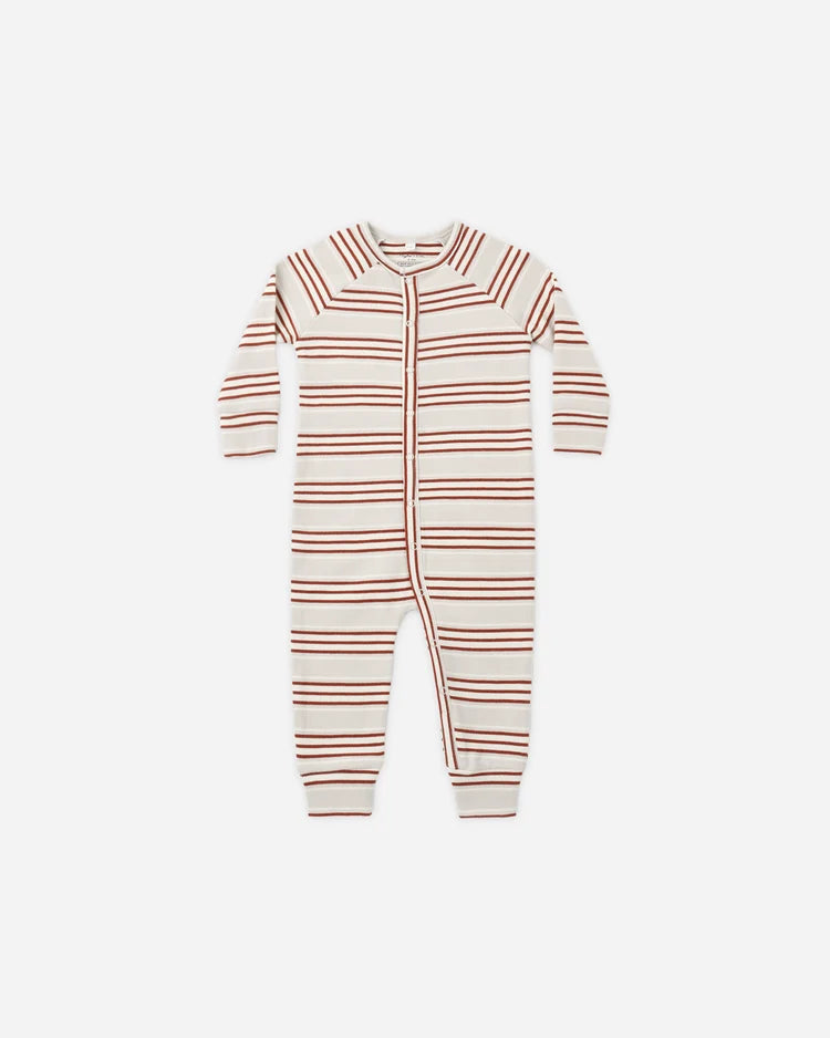 Organic Long John Pajamas- Holiday Stripe