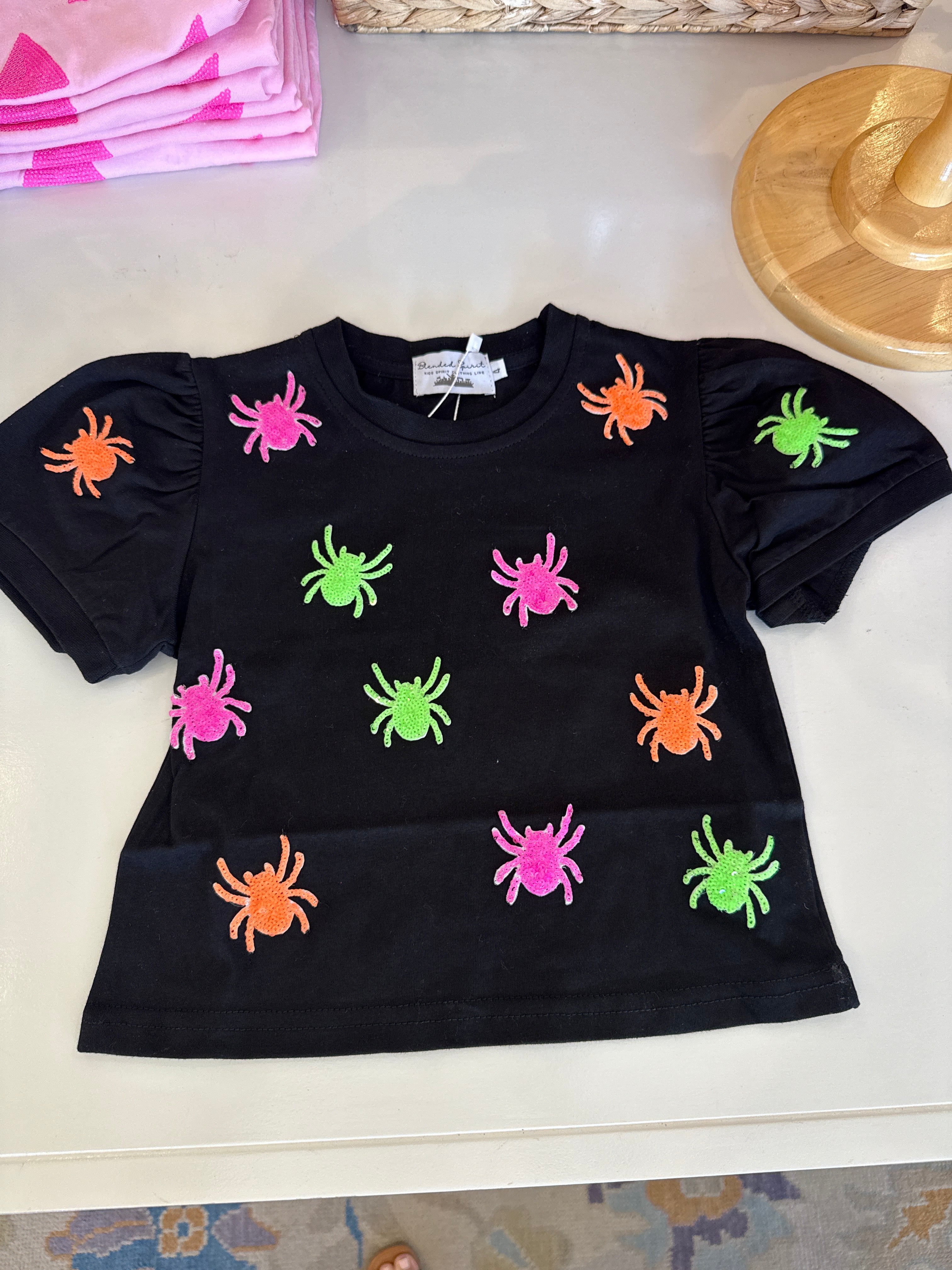 Sequin Spider Puff Sleeve Tee