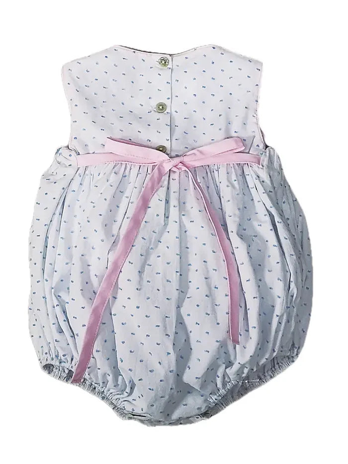 Sweet Spring Blue Smocked Plumeti Baby Girl Bubble
