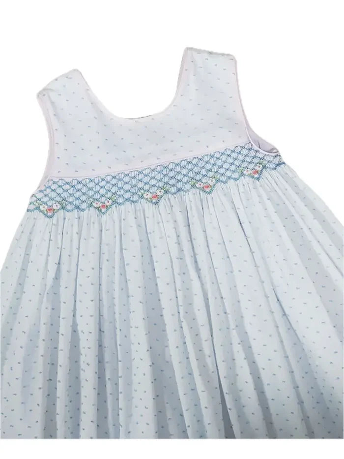 Sweet Spring Blue Plumeti Girl's Smocked Float Dress