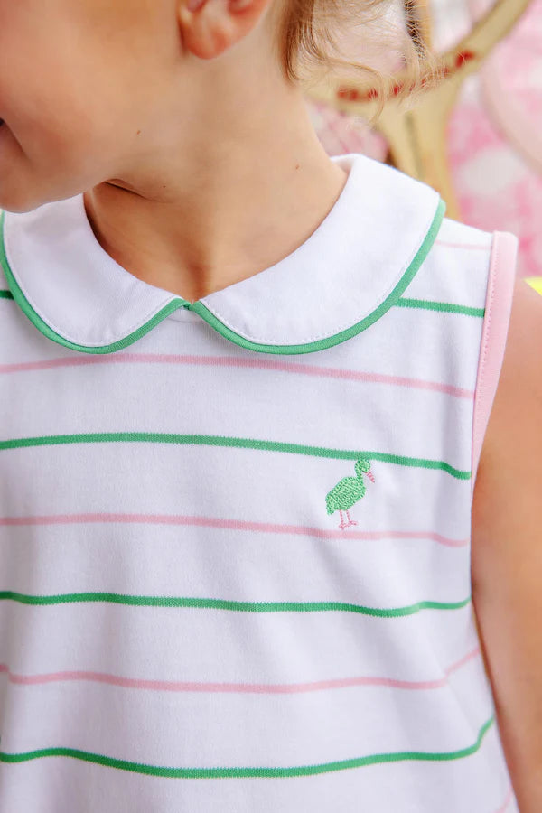 Sleeveless Maude's Peter Pan Collar Dress- Tradd Street Stripe