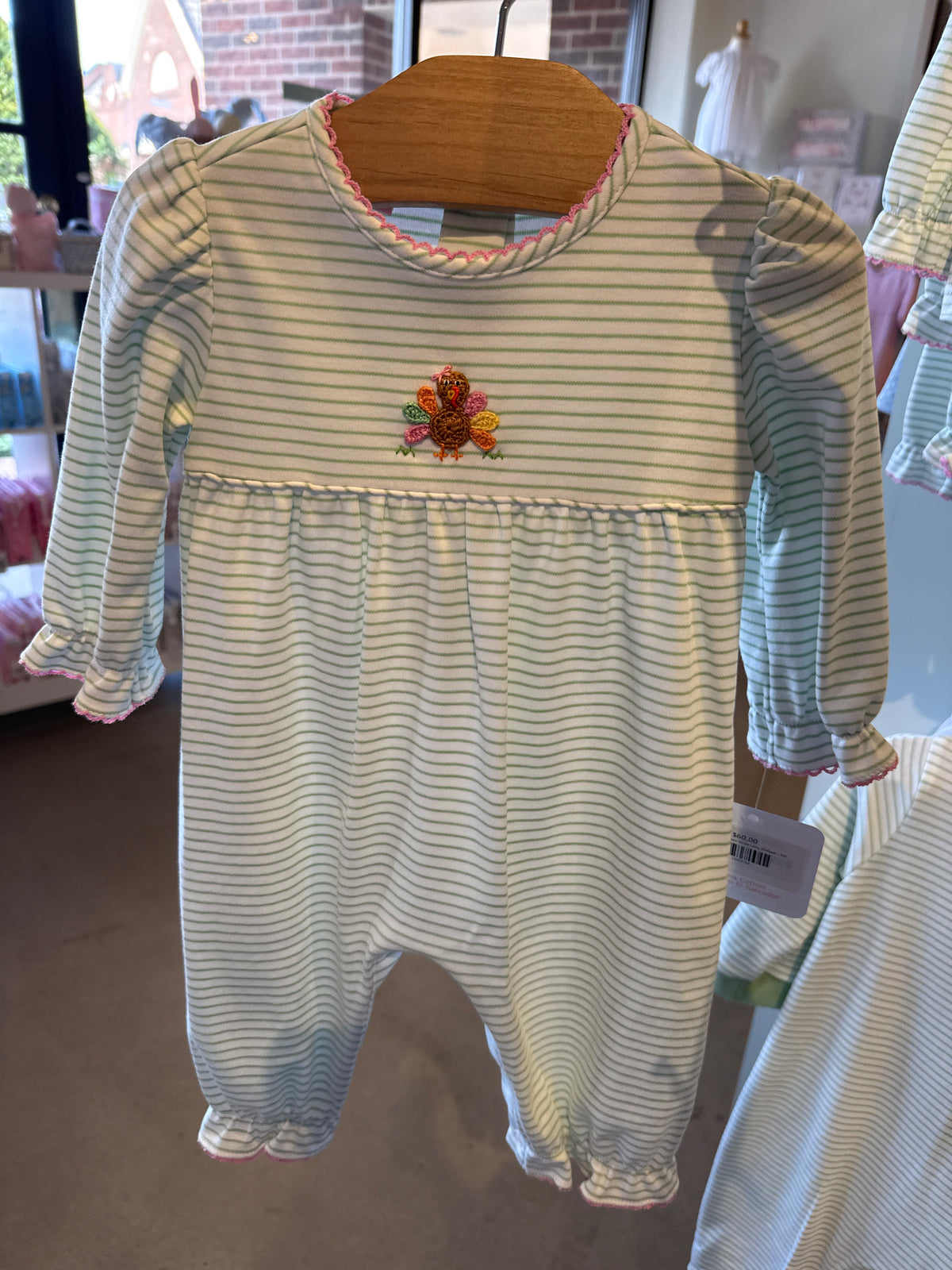 Turkey Girls Green Stripe Long Romper