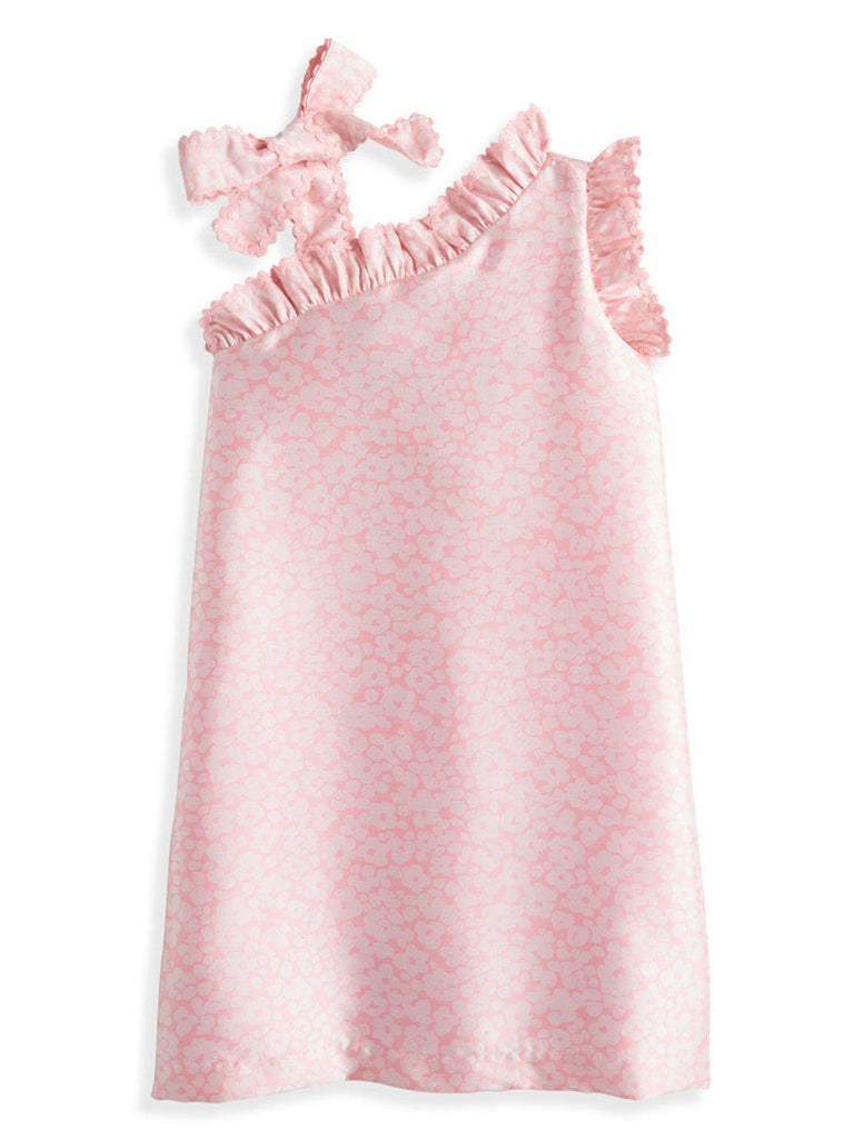 Anne Ruffle Shoulder Dress - Pink Cheshire