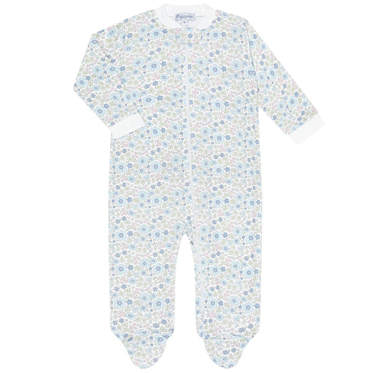 Blue Meadow Zipper Footie