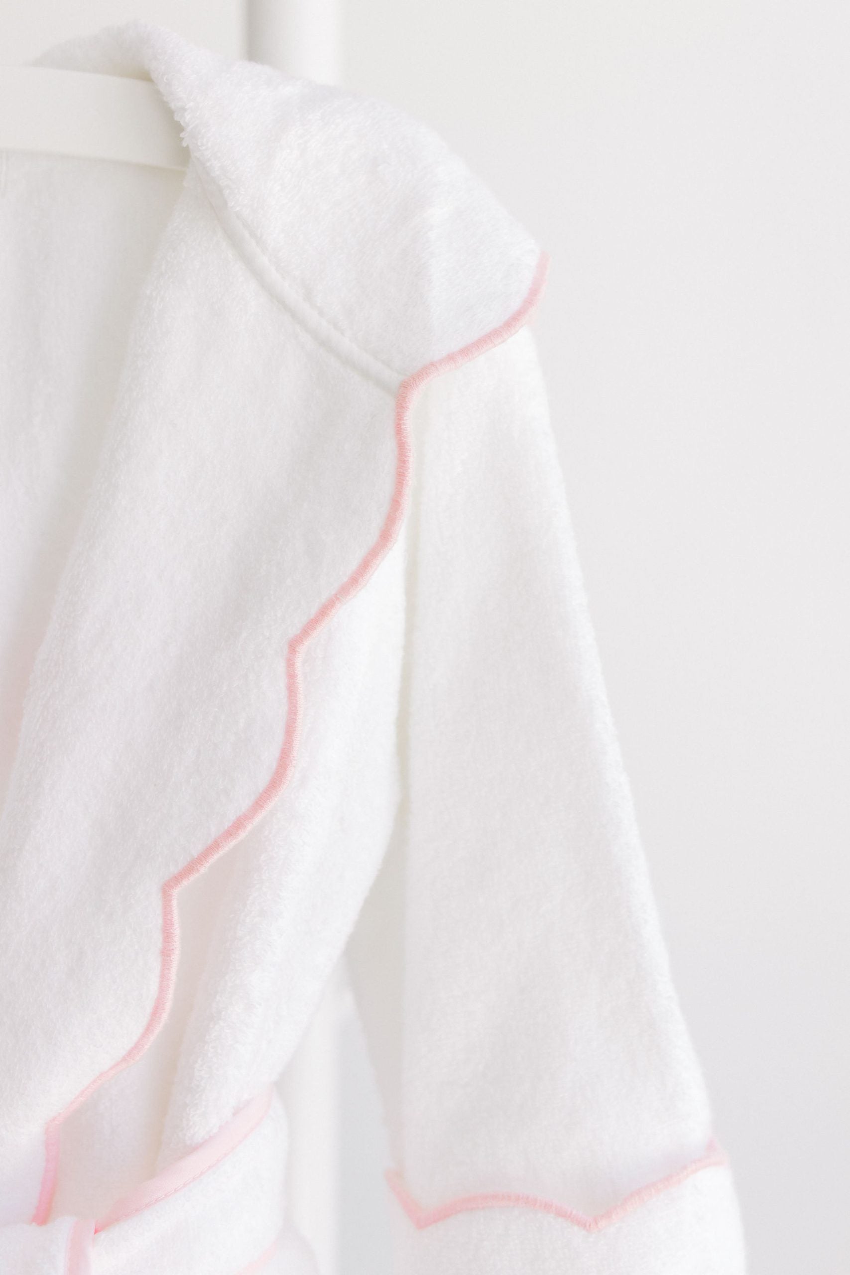 Hooded Bathrobe- Pink Scalloped Trim