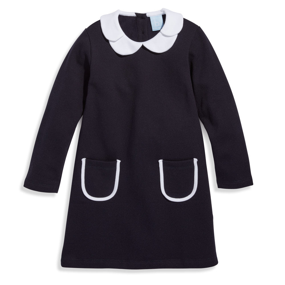 Navy Long Sleeve Petal Dress