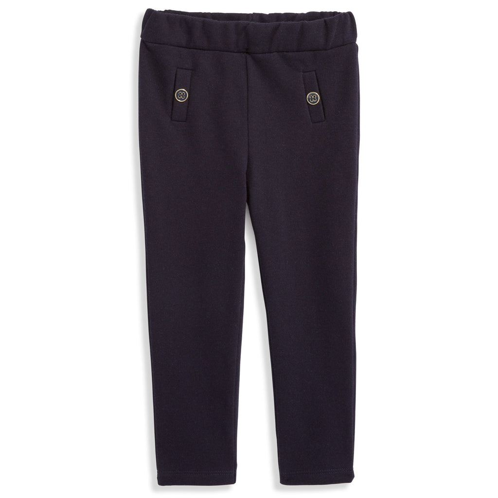 Navy Faux Pocket Legging w/ Gold Buttons