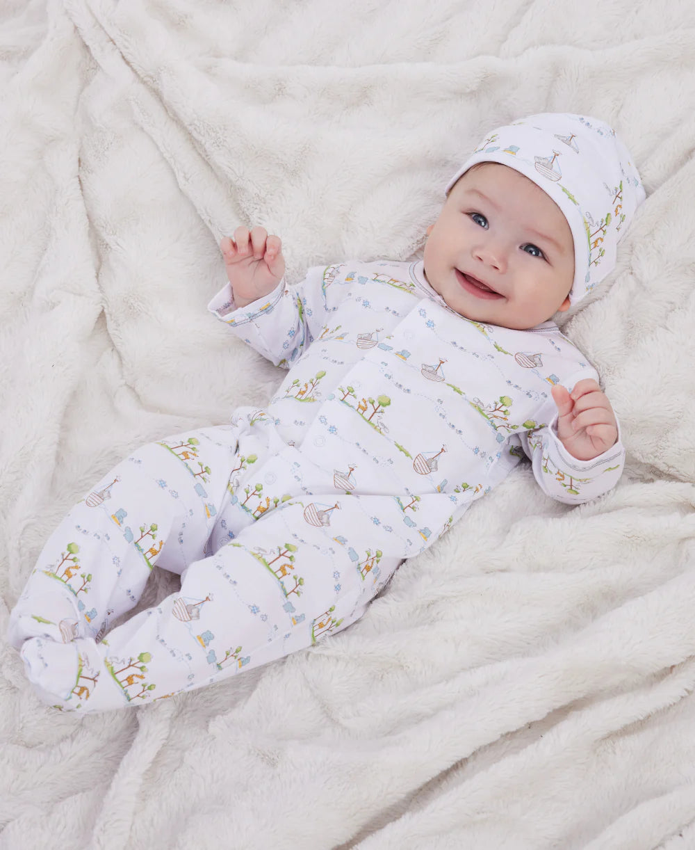 Noah's Print Footie- Light Blue