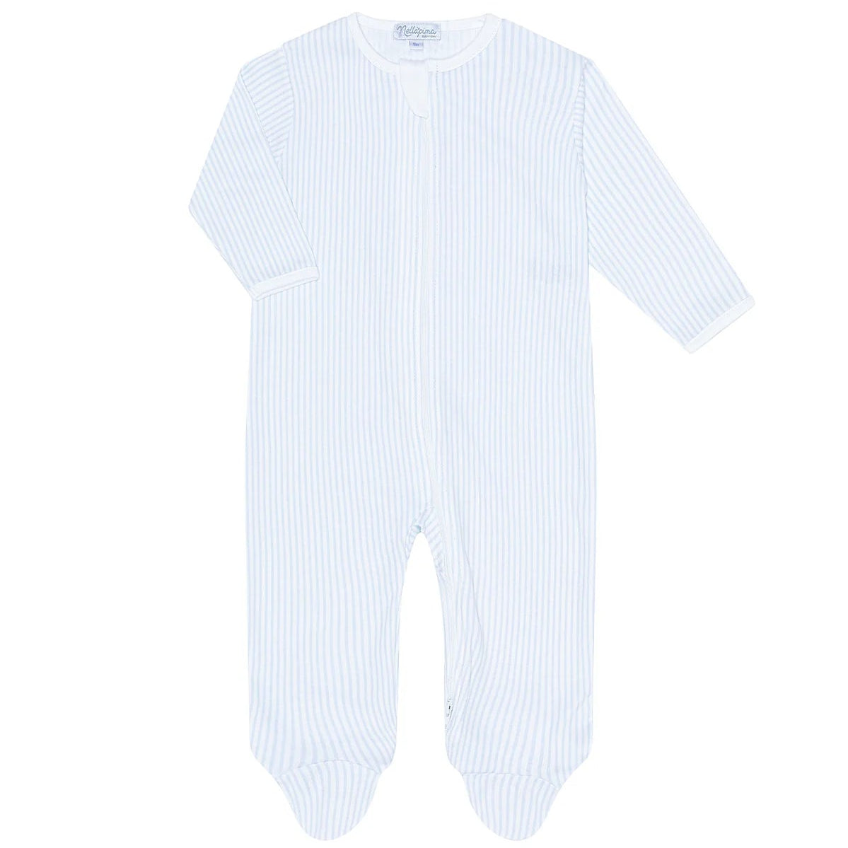 Blue Classic Stripes Zipper Footie
