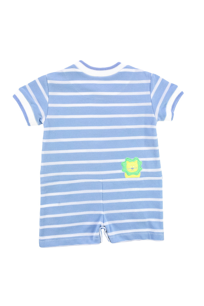 Stripe Knit Shortall With Zoo Animals
