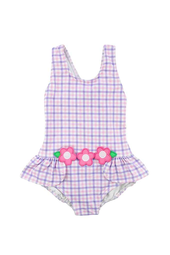 Plaid Swimsuit With Flowers