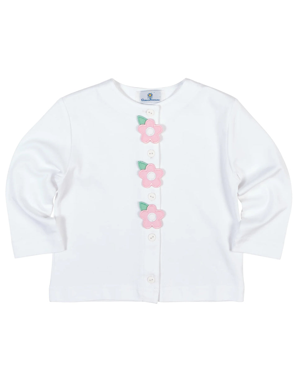 White Knit Cardigan With Pink Flowers – Swaddle OKC
