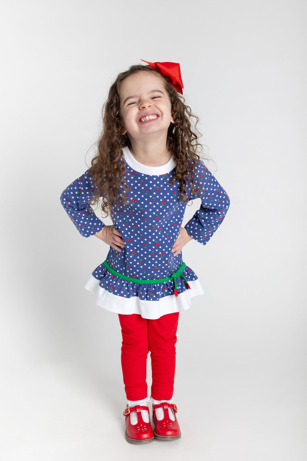 Polka Dot Cherry Knit Tunic Set