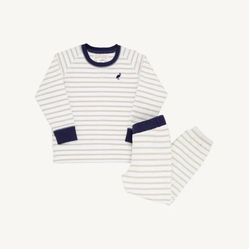 Cassidy and Gates Sweat Set- Keeneland Khaki Stripe