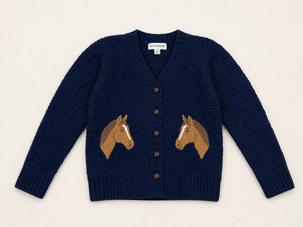 Lexington Sweater- Navy Horse