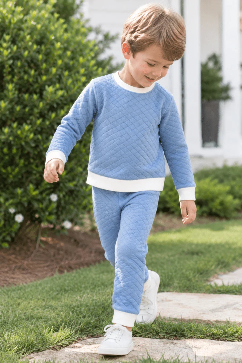 Harris Quilted Playsuit- Baylor Blue
