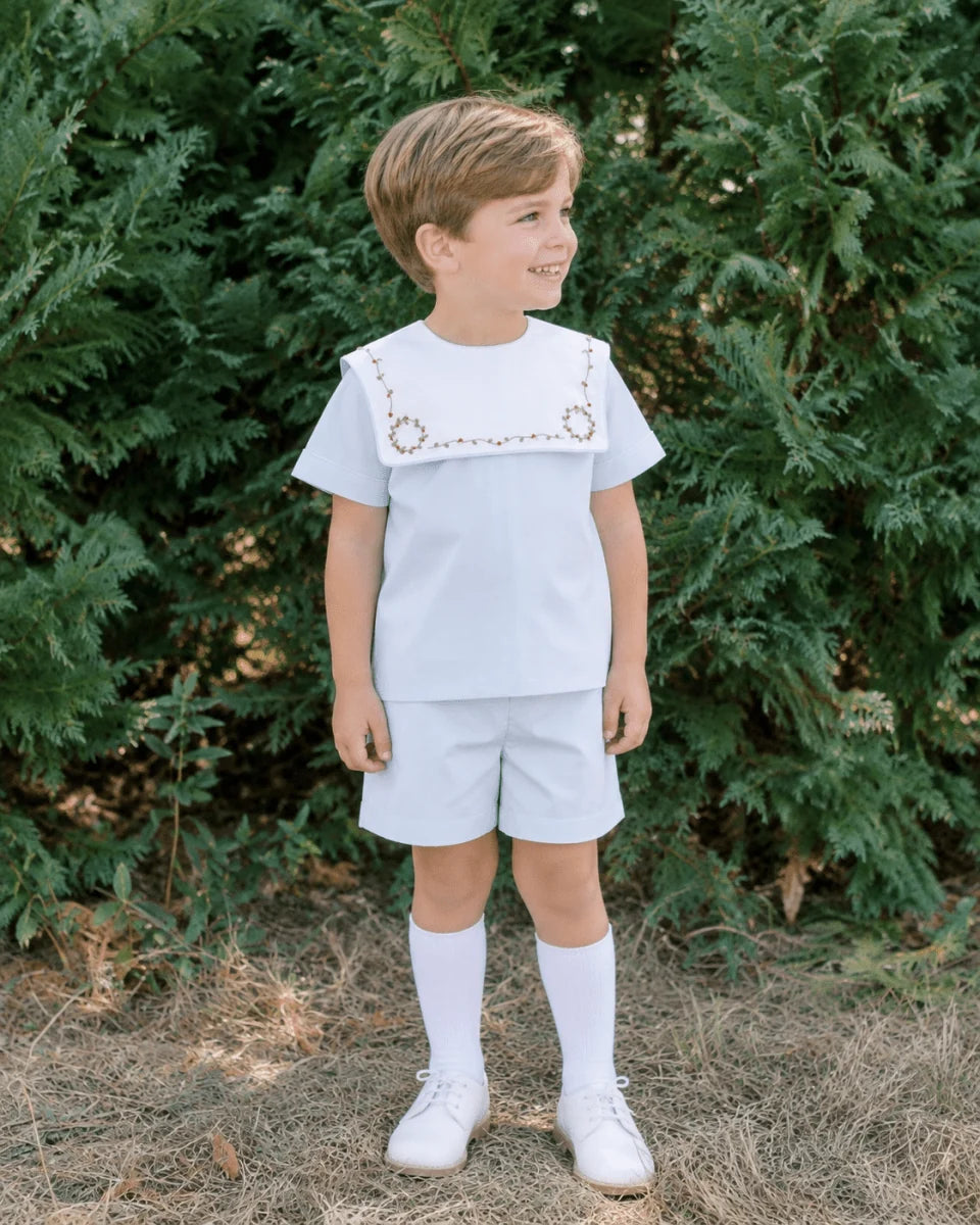 Christian Short Set- Blessings Blue Batiste Holly