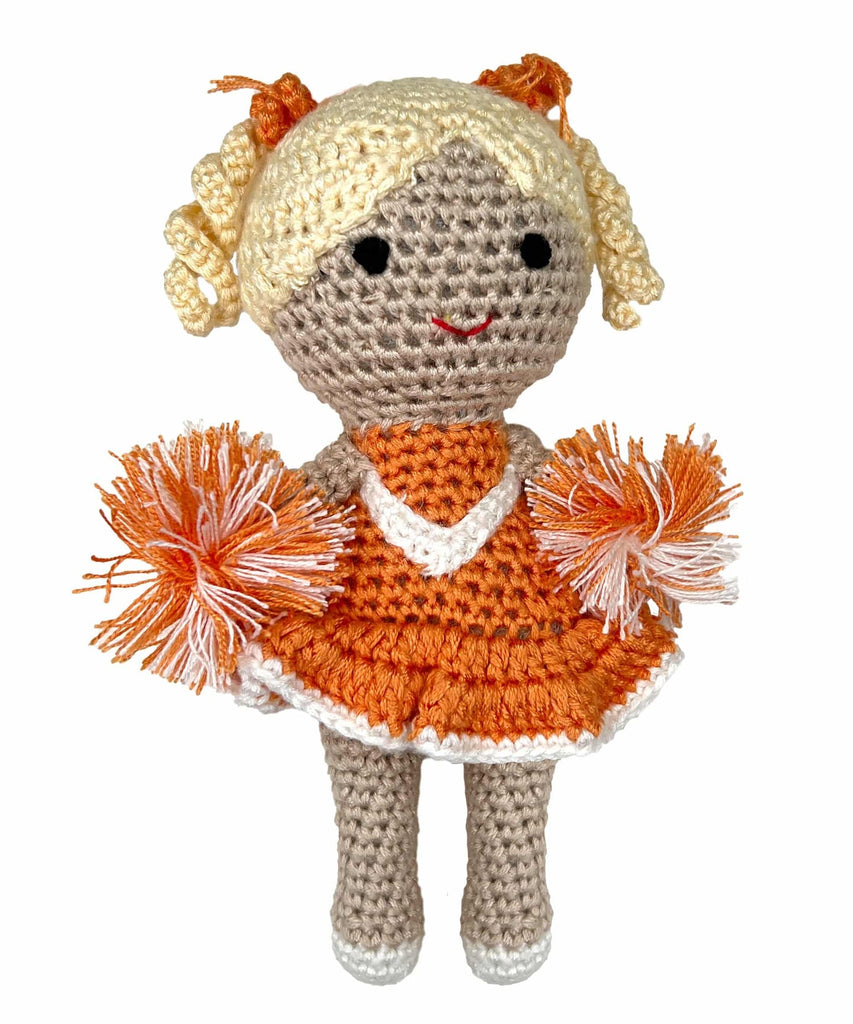 5" Cheerleader Bamboo Crochet Rattle