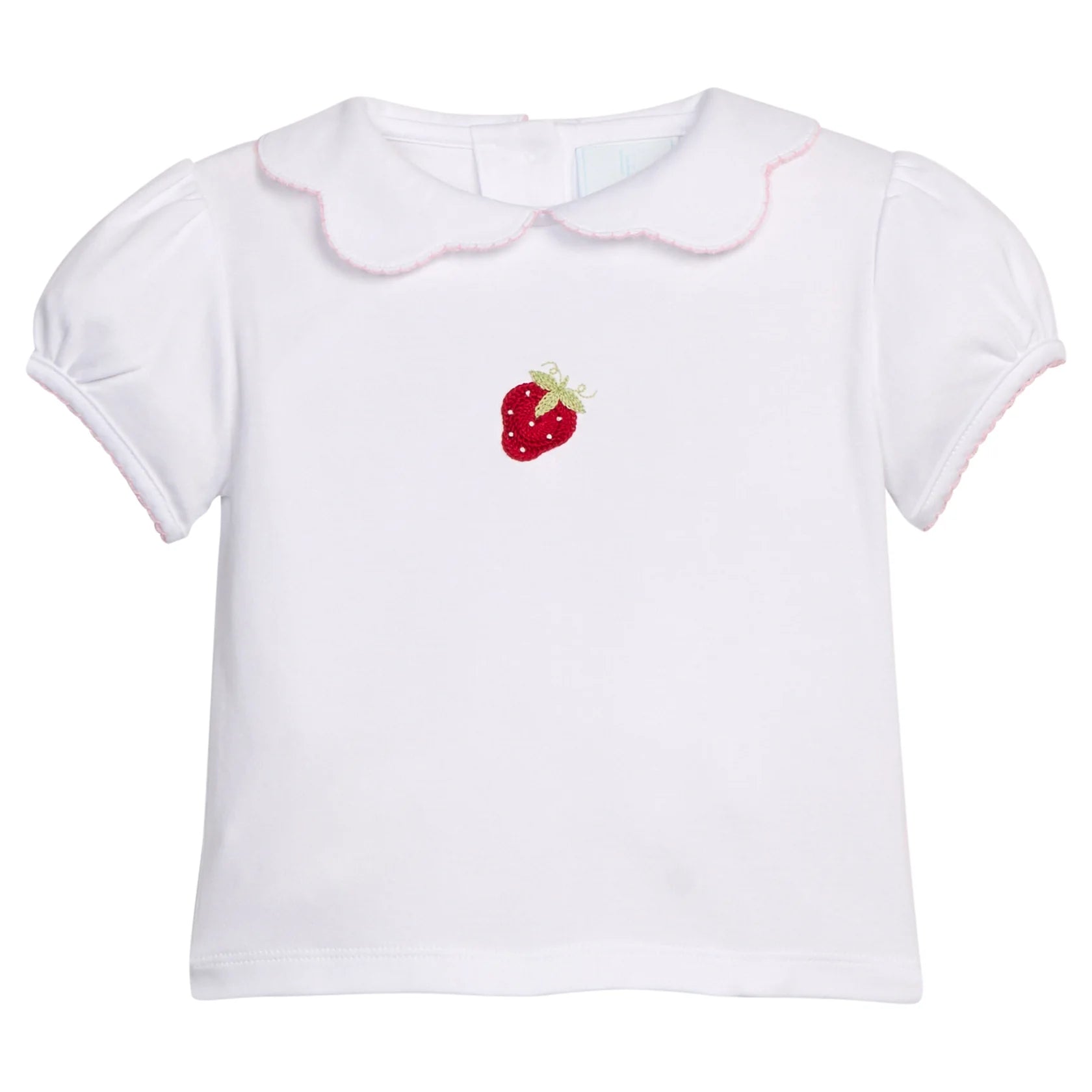 Crochet Strawberry Peter Pan Blouse + Pink Seersucker Bloomer