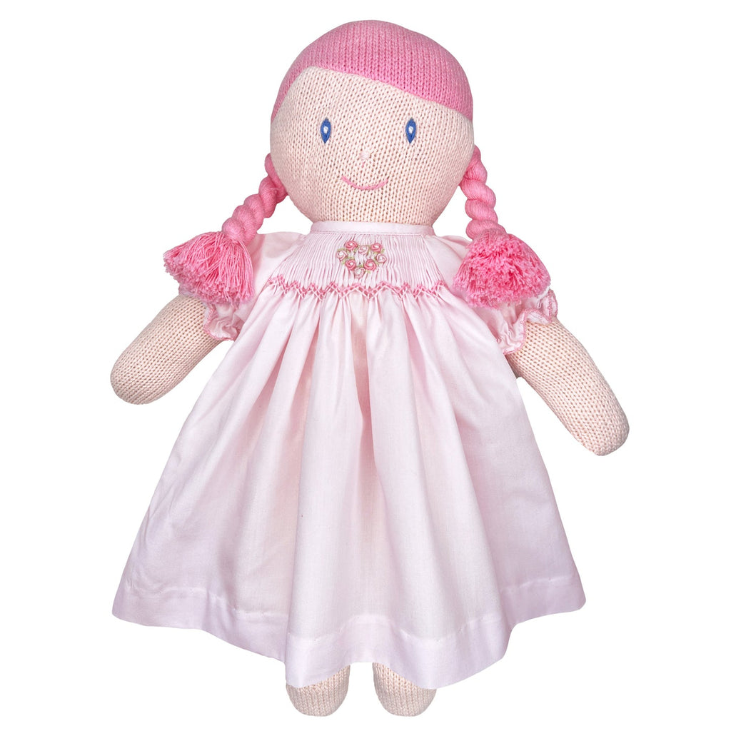 Knit Girl Doll with Pink Smocked Dress (D1124)