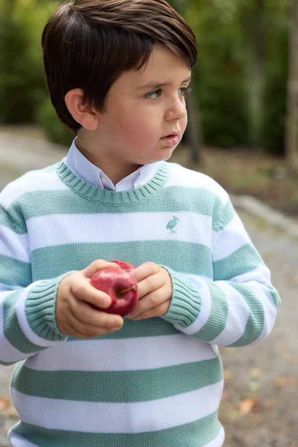 Isaac's Sweater- Old Greenwich Green Stripe