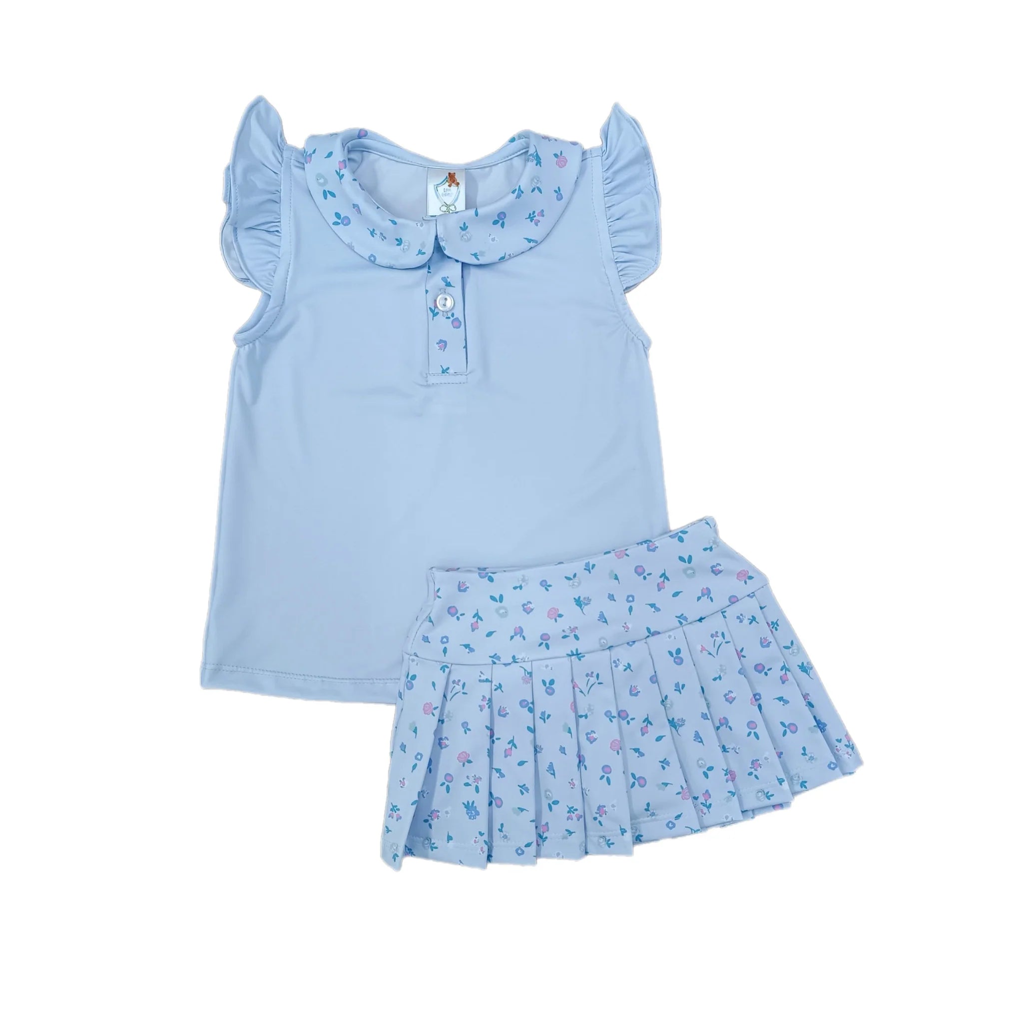 Blue Ditsy Tennis Skirt Set