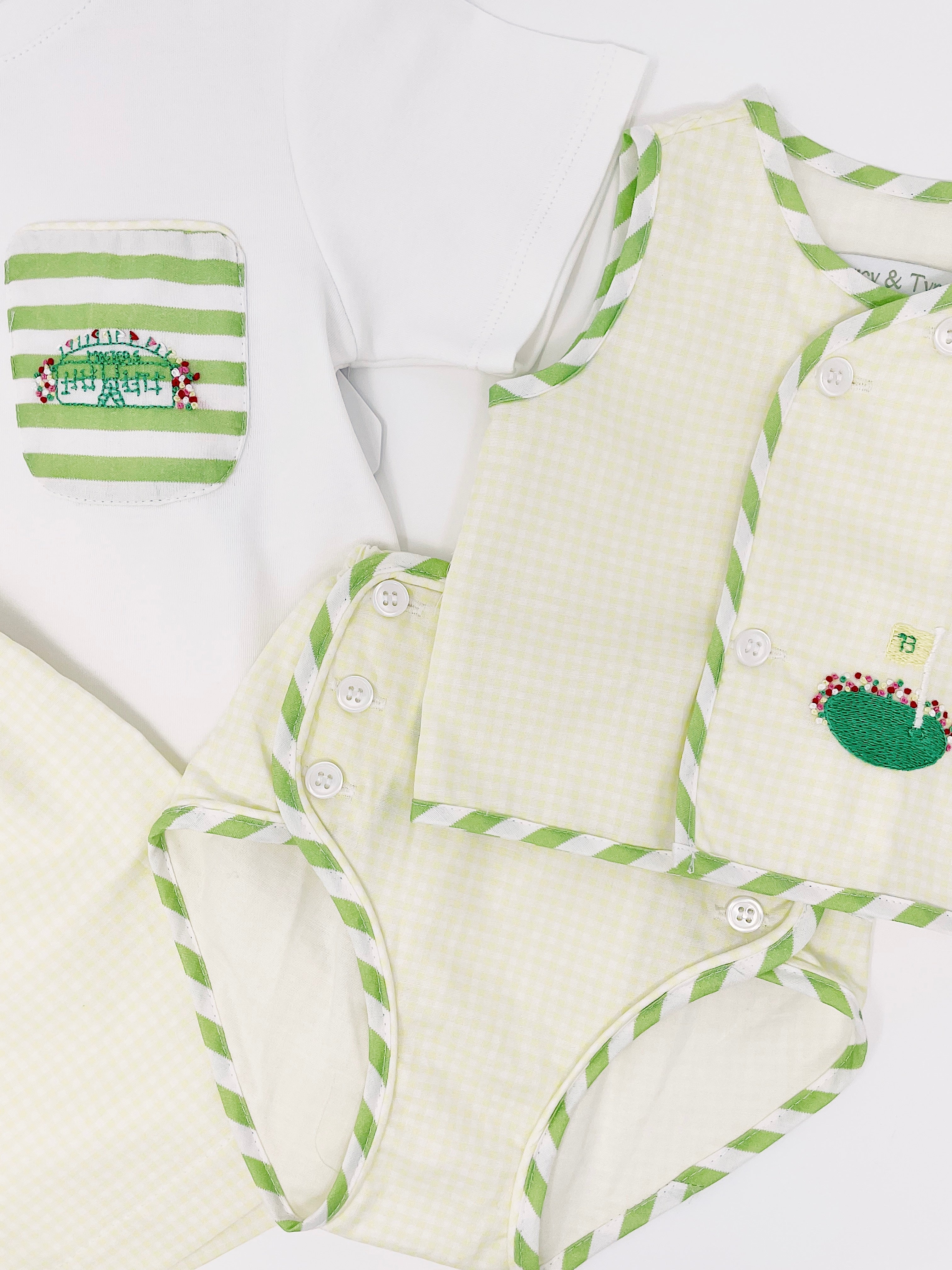 Snead Diaper Set - Bermuda Stripe w/ Golf