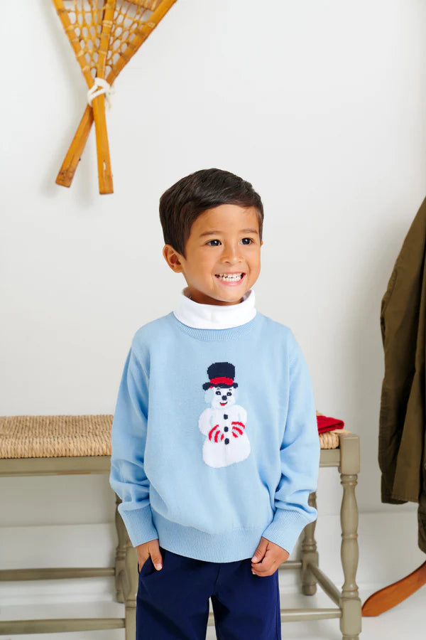 Isaac's Intarsia Sweater- Beale Street Blue Snowman