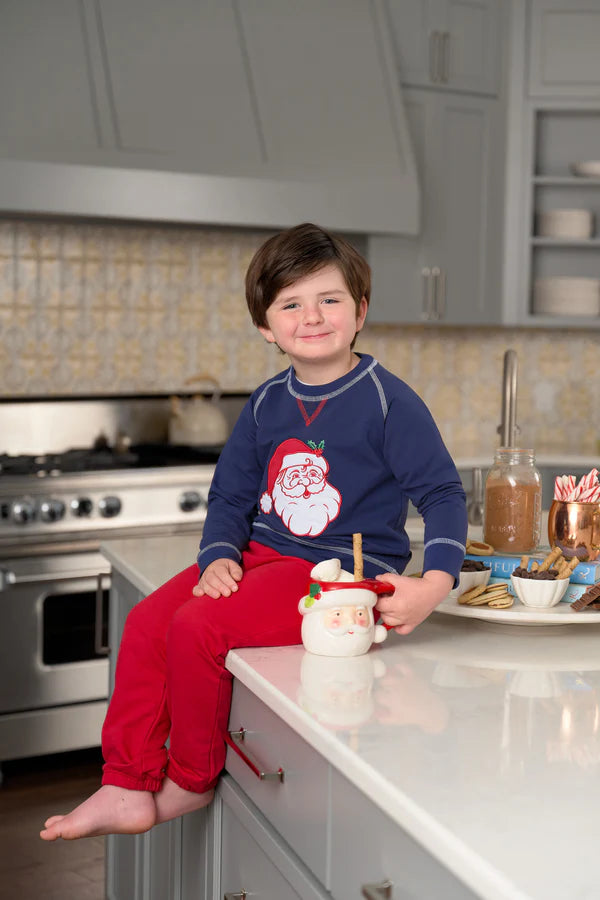 Cassidy Comfy Crewneck- Nantucket Navy Santa Applique