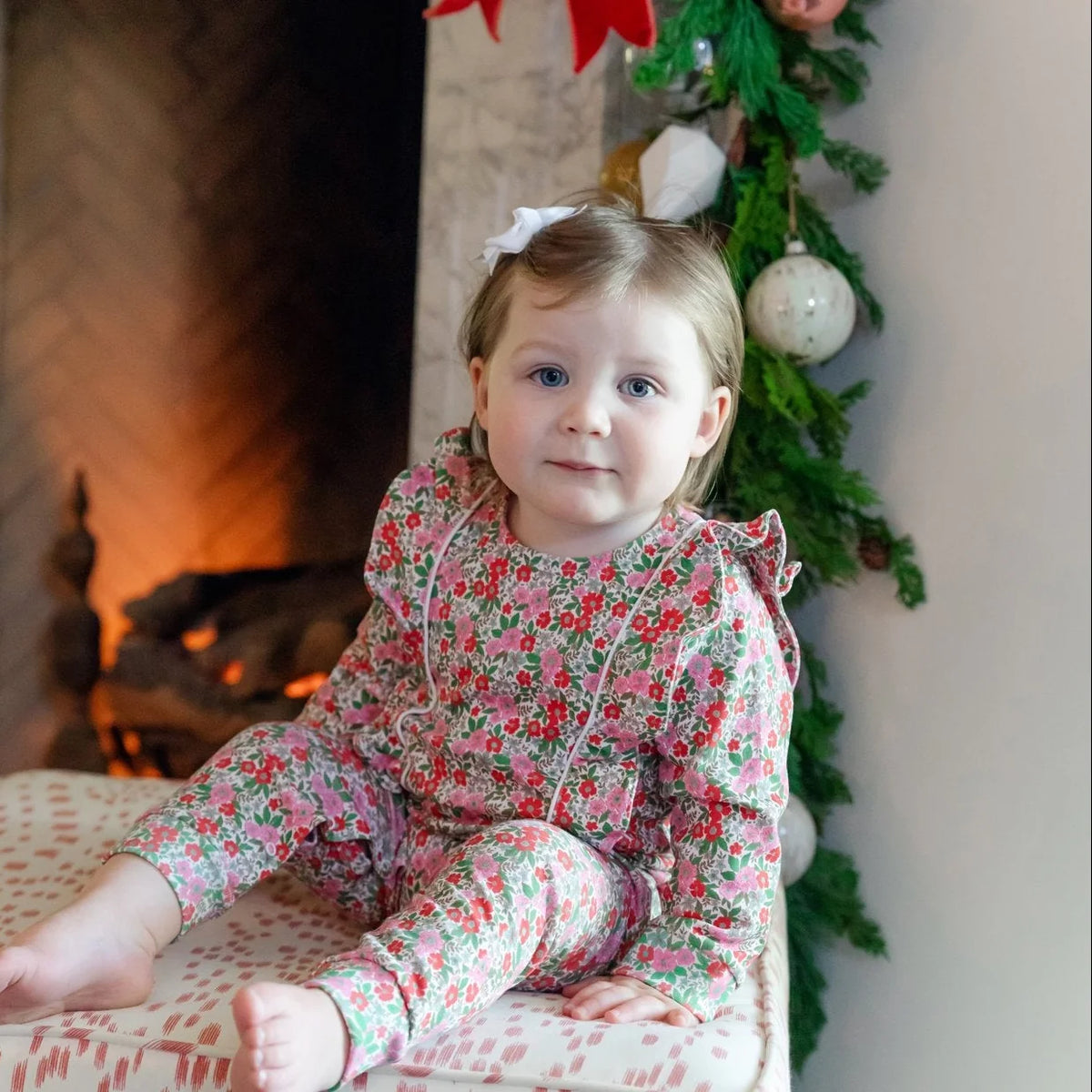 Evelyn Girls' Romper - Floral Noel