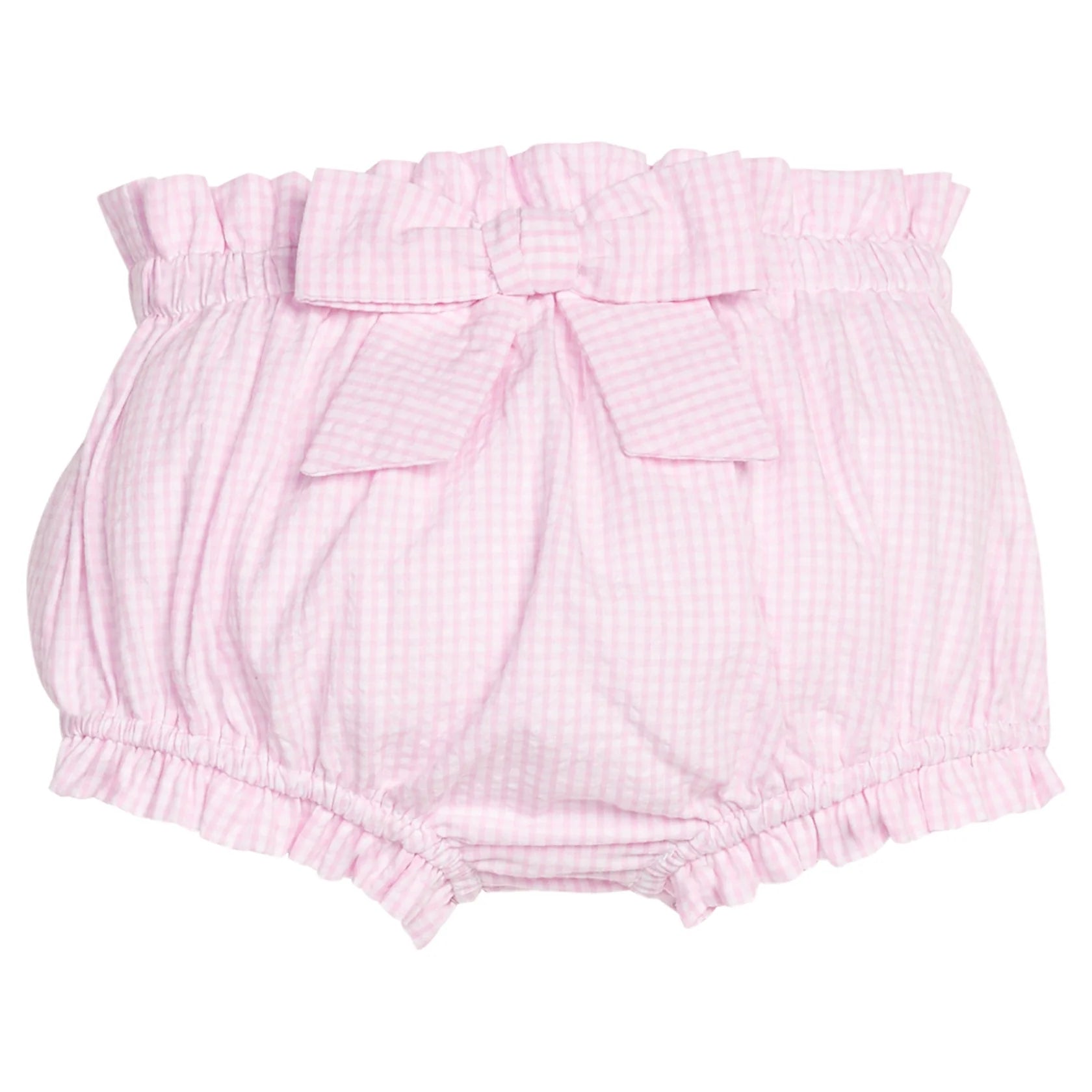 Crochet Strawberry Peter Pan Blouse + Pink Seersucker Bloomer