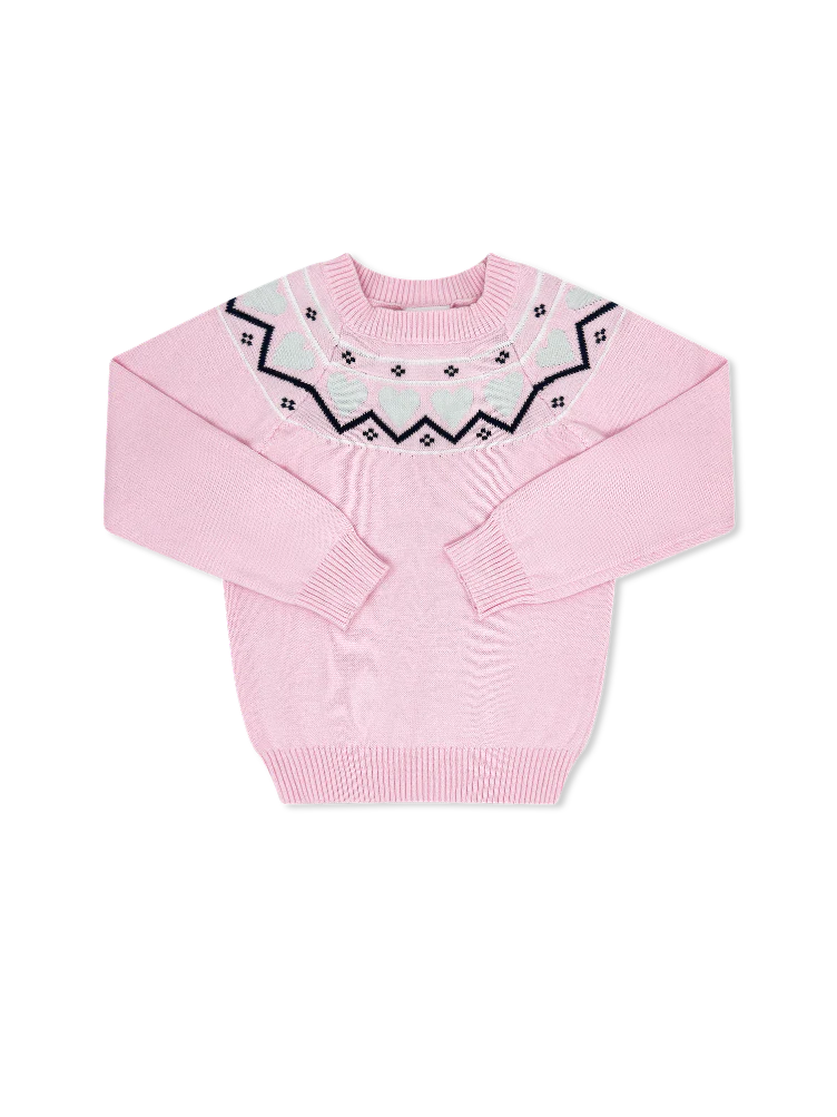Cooler Weather Sweater- Pleasant Pink Hearts